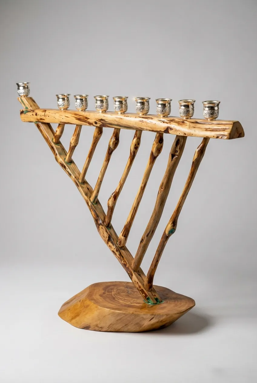 חנוכייה פיסולית - דגם זית עתיק #1